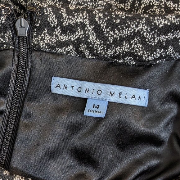 Antonio Melani Black & Gray Chevron Sleeveless Sweater Midi Dress - size 14 - Picture 9 of 12